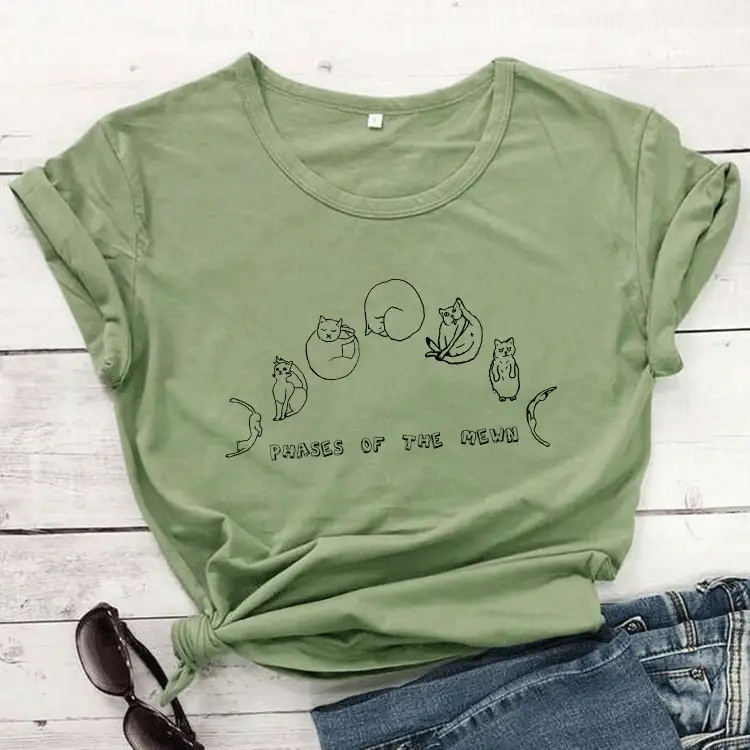 Women Pink Cat Print T-Shirt Short Sleeve - Image 4