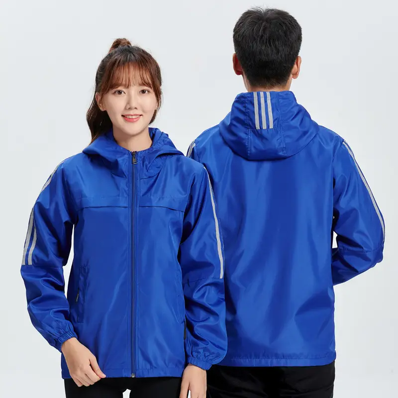 Blue Windproof Zipper Hooded Workwear Jacket for Sales Staff - Image 10