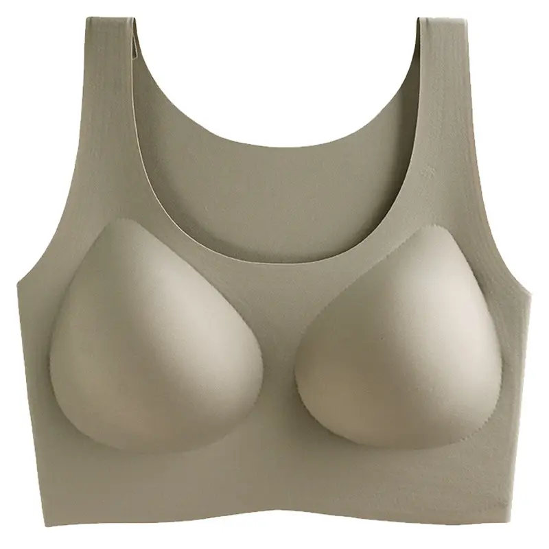 Thailand Latex Traceless Underwear One-piece Sports Rimless Push-up Sleeping Breathable Vest-style Beauty Back Bra