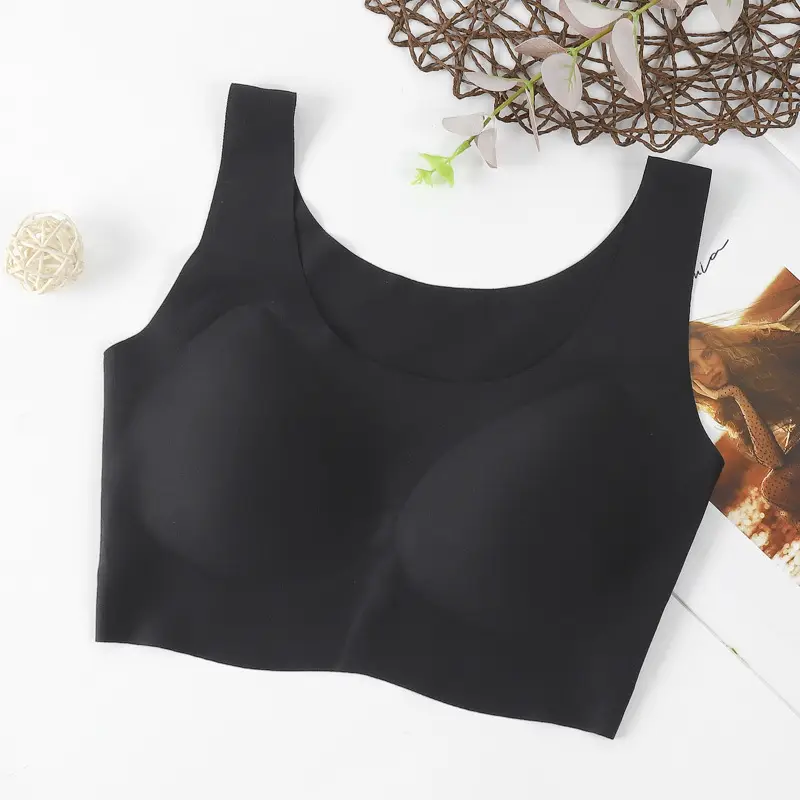 Thailand Latex Traceless Underwear One-piece Sports Rimless Push-up Sleeping Breathable Vest-style Beauty Back Bra