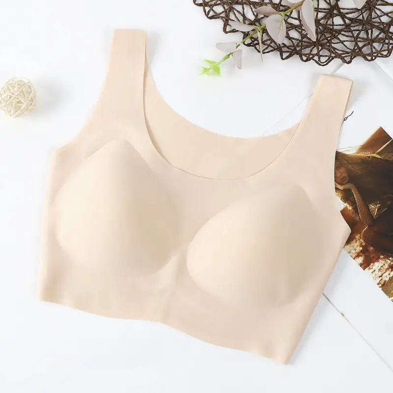 Thailand Latex Traceless Underwear One-piece Sports Rimless Push-up Sleeping Breathable Vest-style Beauty Back Bra