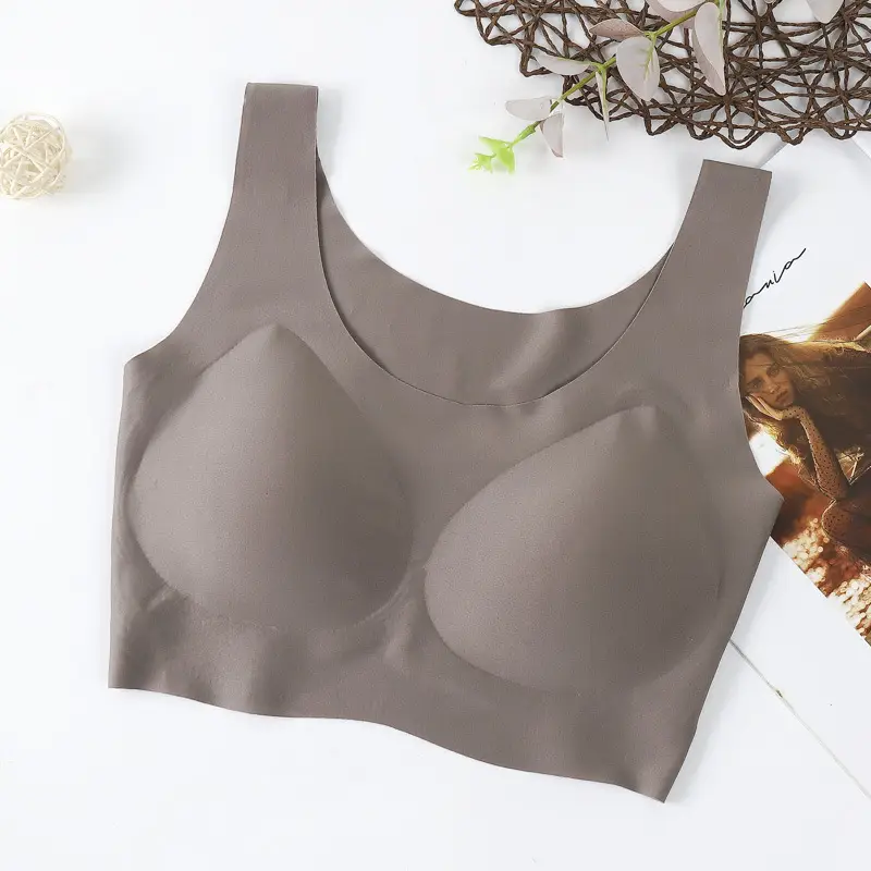 Thailand Latex Traceless Underwear One-piece Sports Rimless Push-up Sleeping Breathable Vest-style Beauty Back Bra