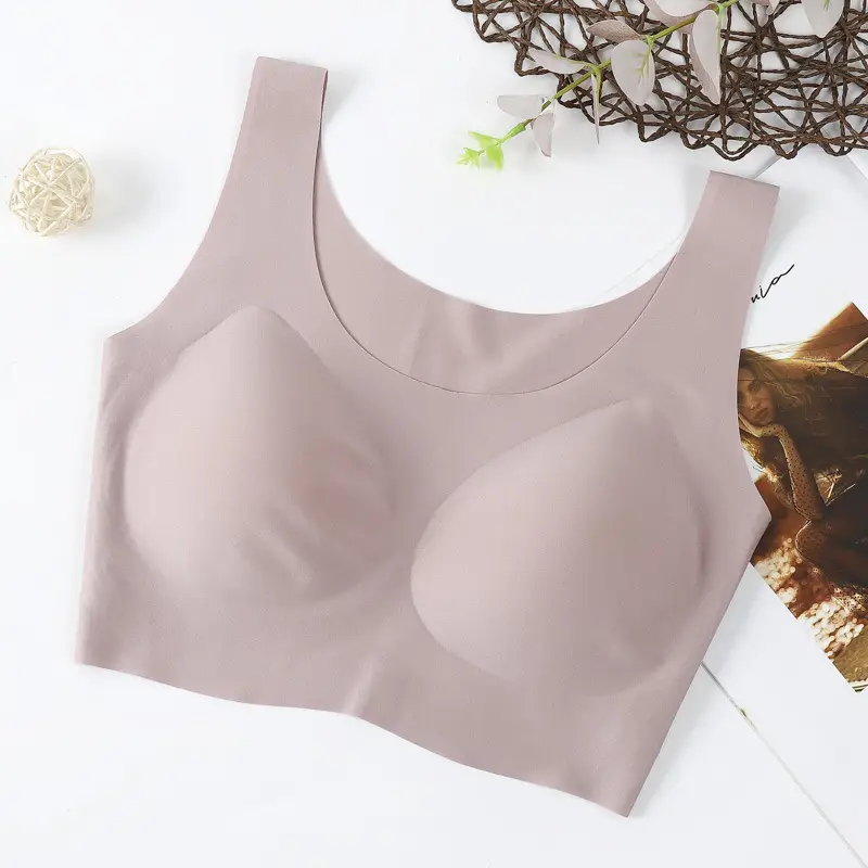 Thailand Latex Traceless Underwear One-piece Sports Rimless Push-up Sleeping Breathable Vest-style Beauty Back Bra
