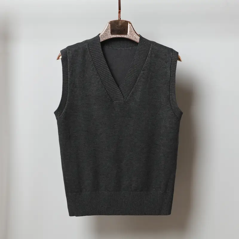 Women V Neck Sleeveless Knit Vest Beige - Image 6