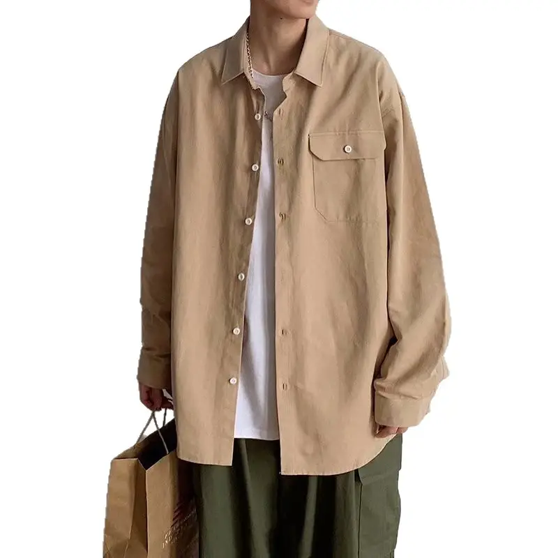Japanese Style Long Sleeve Workwear Shirt Men Loose Autumn Casual - Image 6