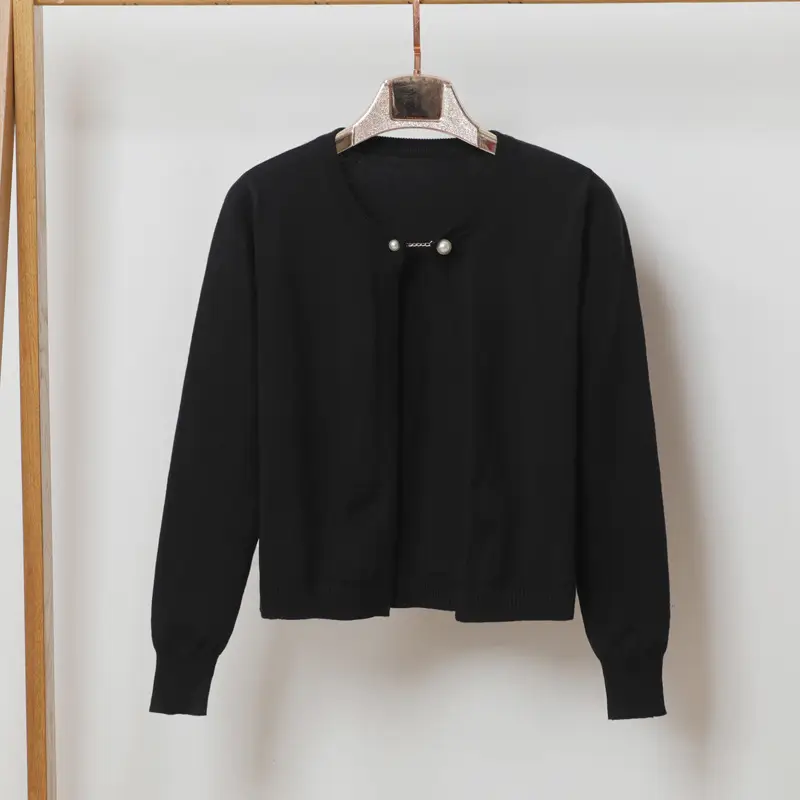 Women Red Knitted Crewneck Sweater Spring Autumn - Image 4