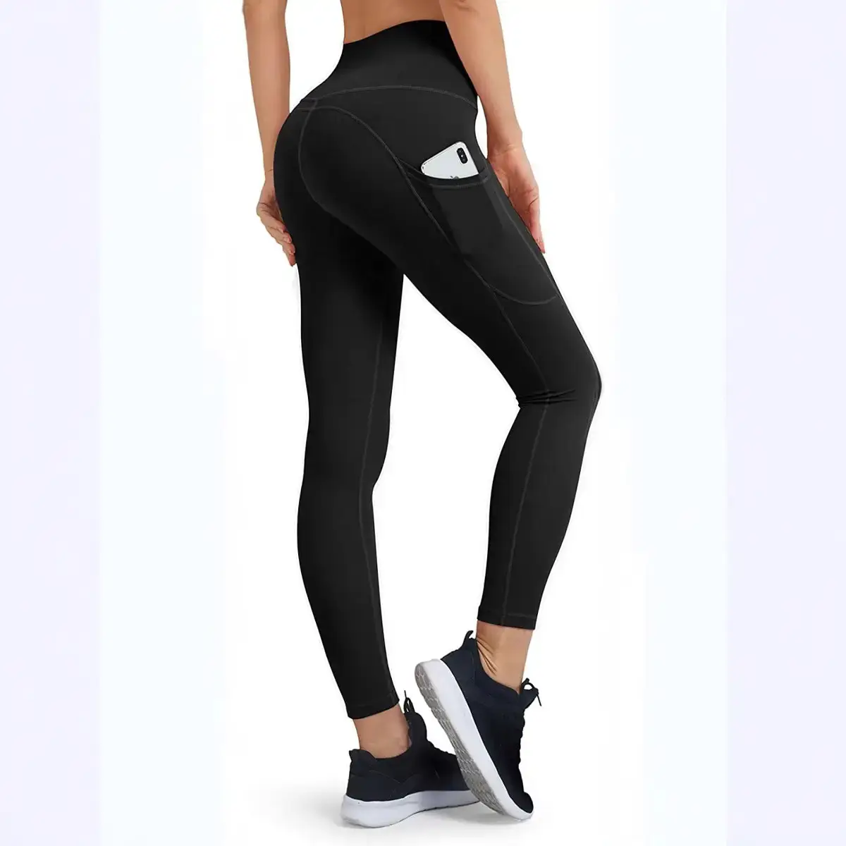Women Spliced Sports Yoga Pants Grey High Waist - Image 5