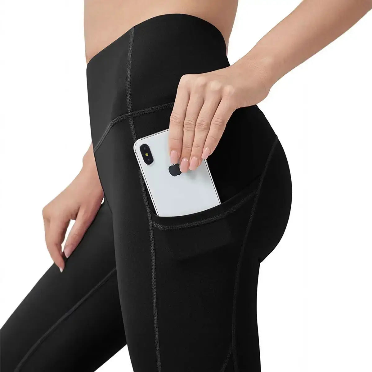 Women Spliced Sports Yoga Pants Grey High Waist - Image 6