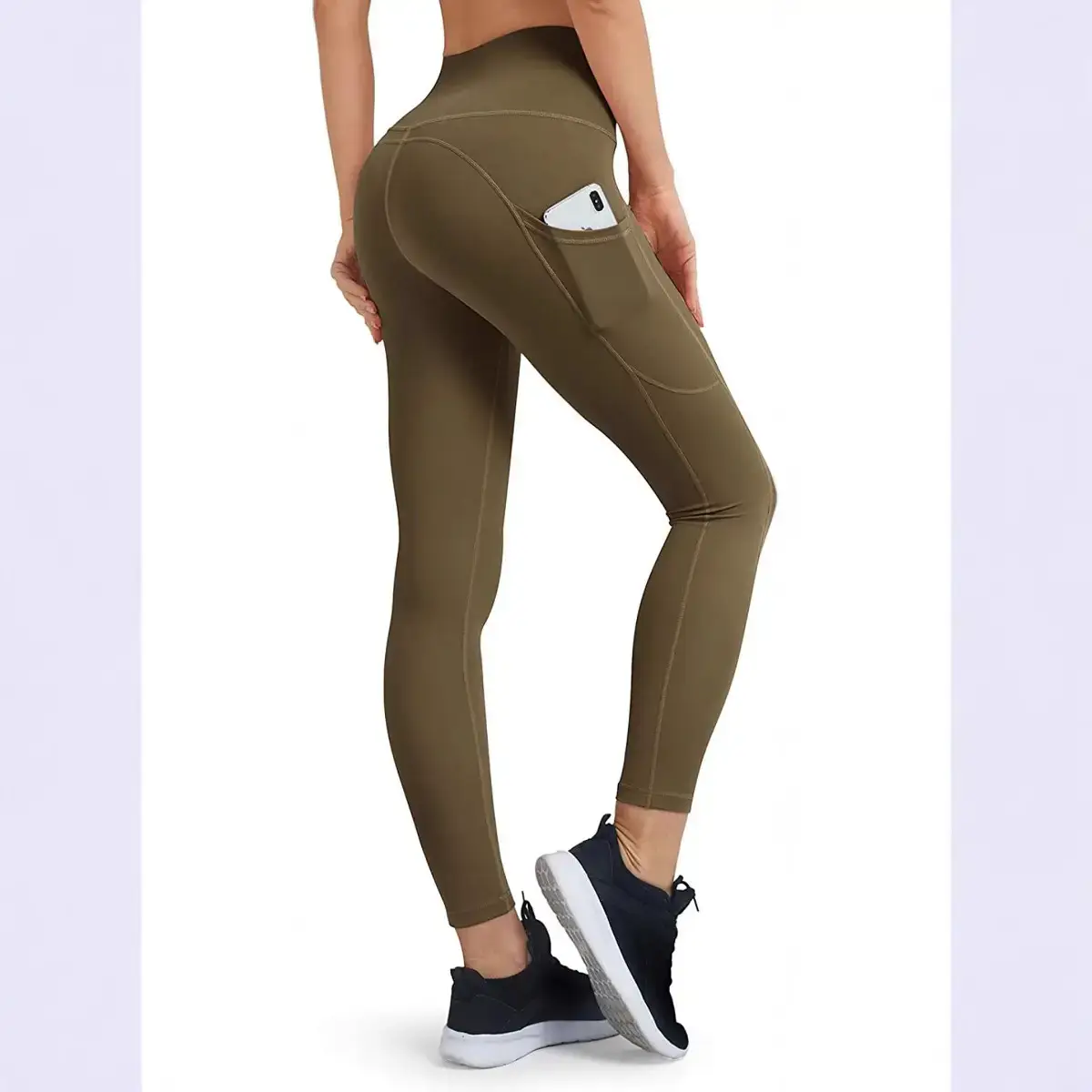 Women Spliced Sports Yoga Pants Grey High Waist - Image 7