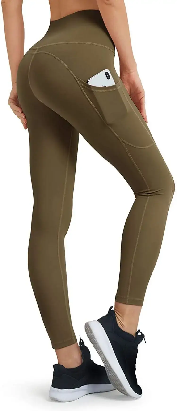Women Spliced Sports Yoga Pants Grey High Waist - Image 4