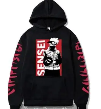 Naruto Sasuke Fleece Hoodie Plus Size Black - Image 7