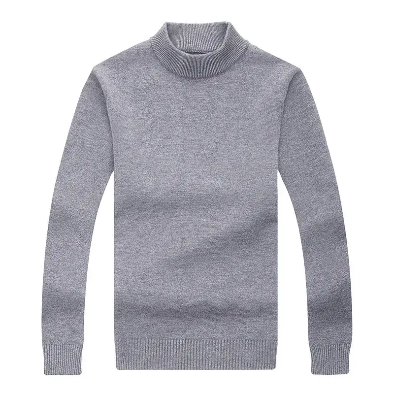 Winter Thickened Men's Grey Semi-Turtleneck Sweater - Image 12