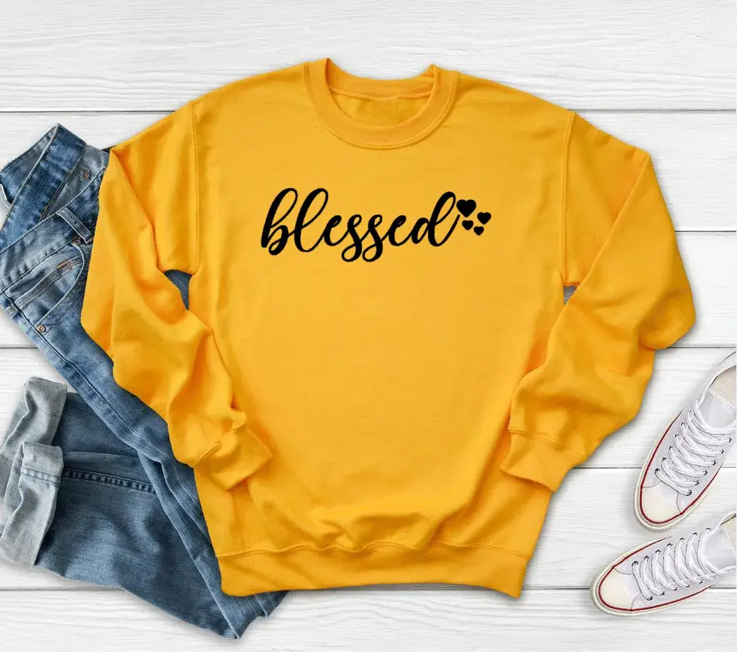 Pink Blessed Cotton Sweatshirt with Letter Print