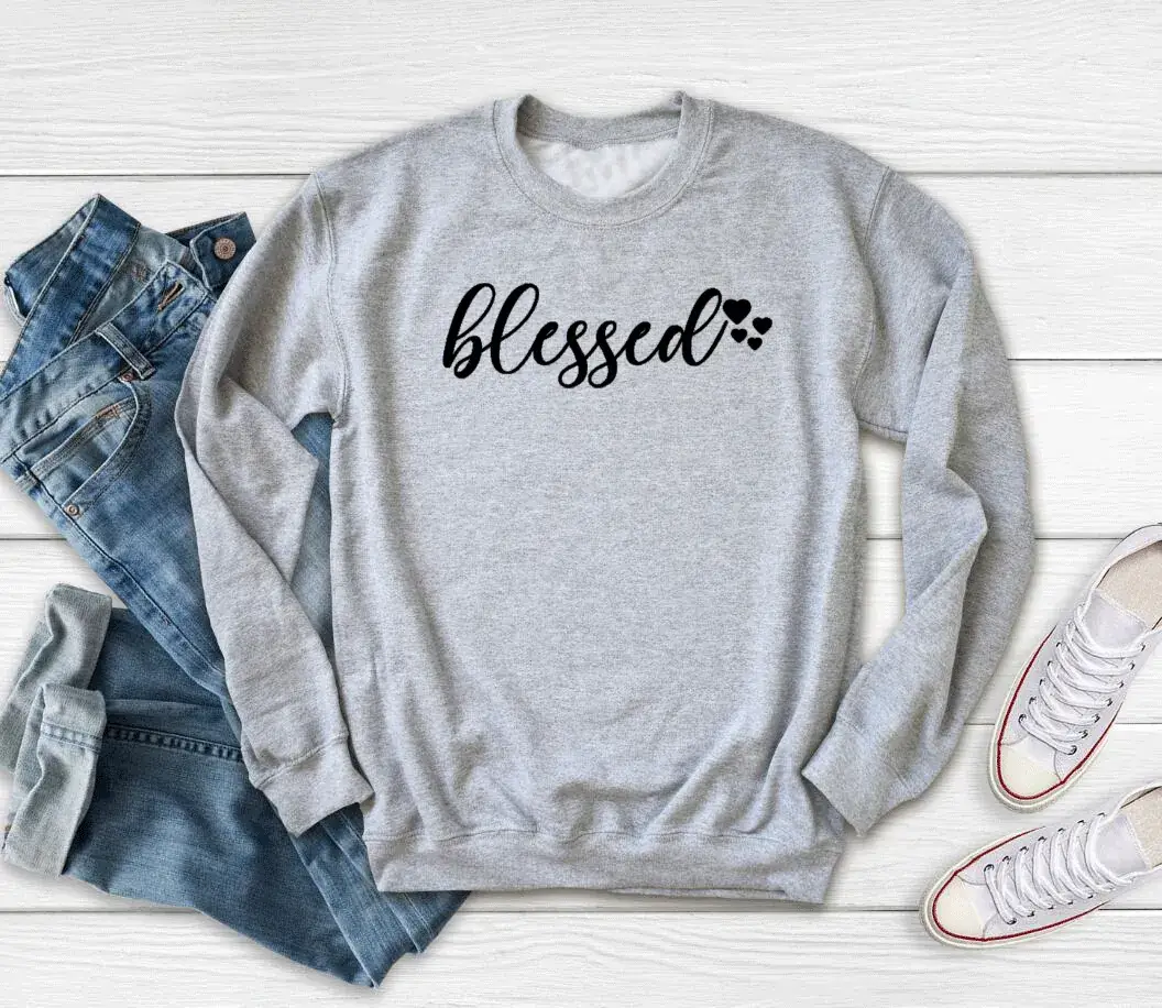 Pink Blessed Cotton Sweatshirt with Letter Print