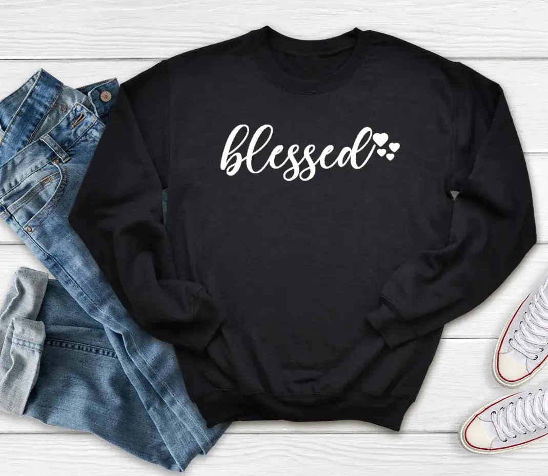 Pink Blessed Cotton Sweatshirt with Letter Print