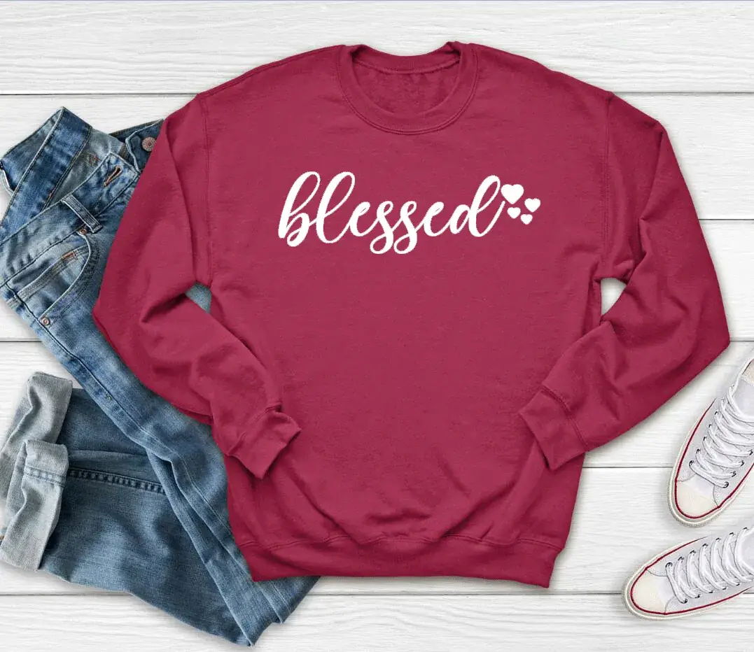 Pink Blessed Cotton Sweatshirt with Letter Print