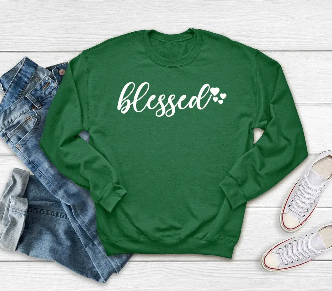 Pink Blessed Cotton Sweatshirt with Letter Print