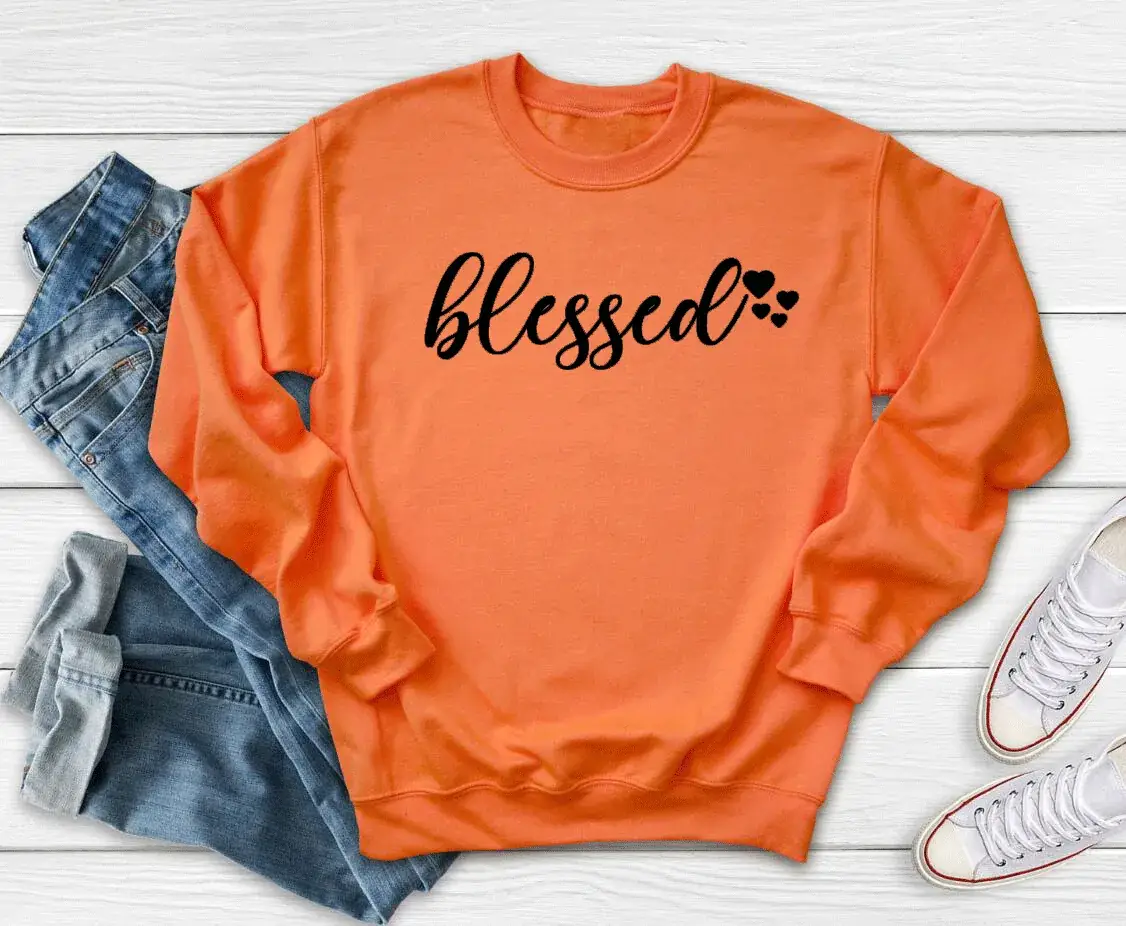 Pink Blessed Cotton Sweatshirt with Letter Print