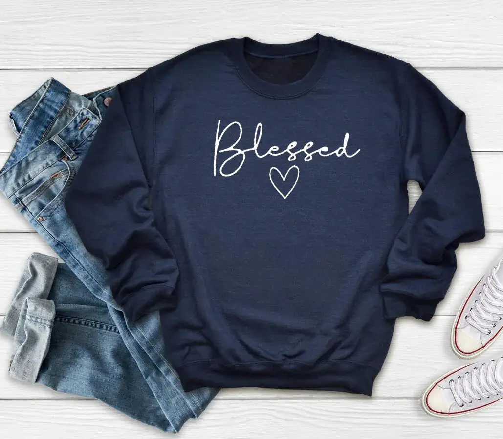 Pink Blessed Cotton Sweatshirt with Letter Print