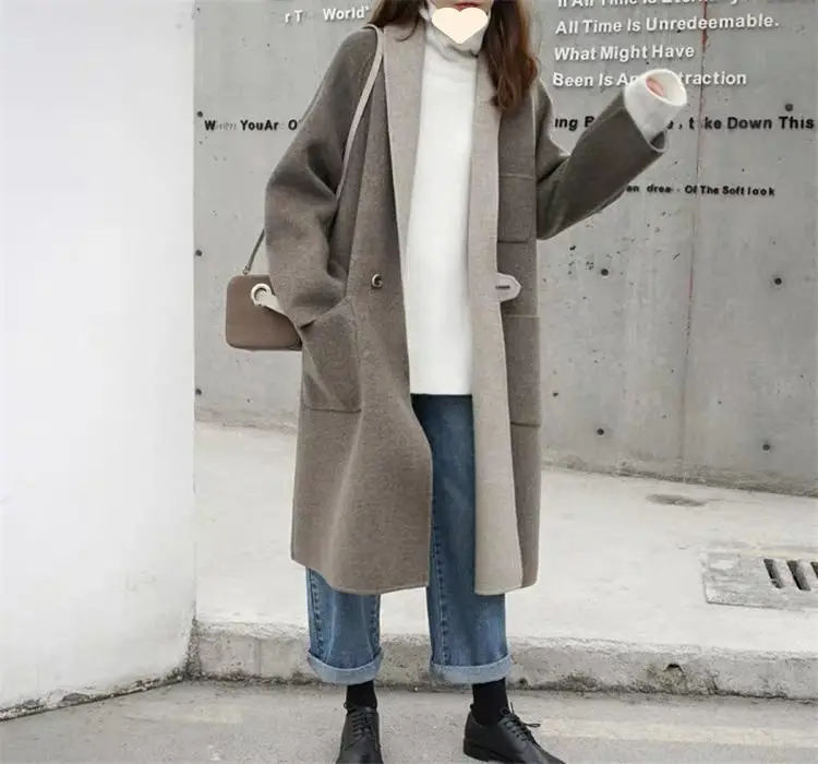 Heavy Turtleneck Sweater Women Red Loose Knit Large — feature 21
