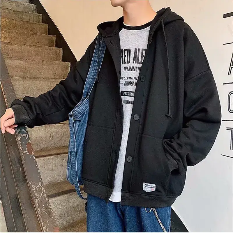 Men's Grey Hooded Sweatshirt Hoodie Winter Vest