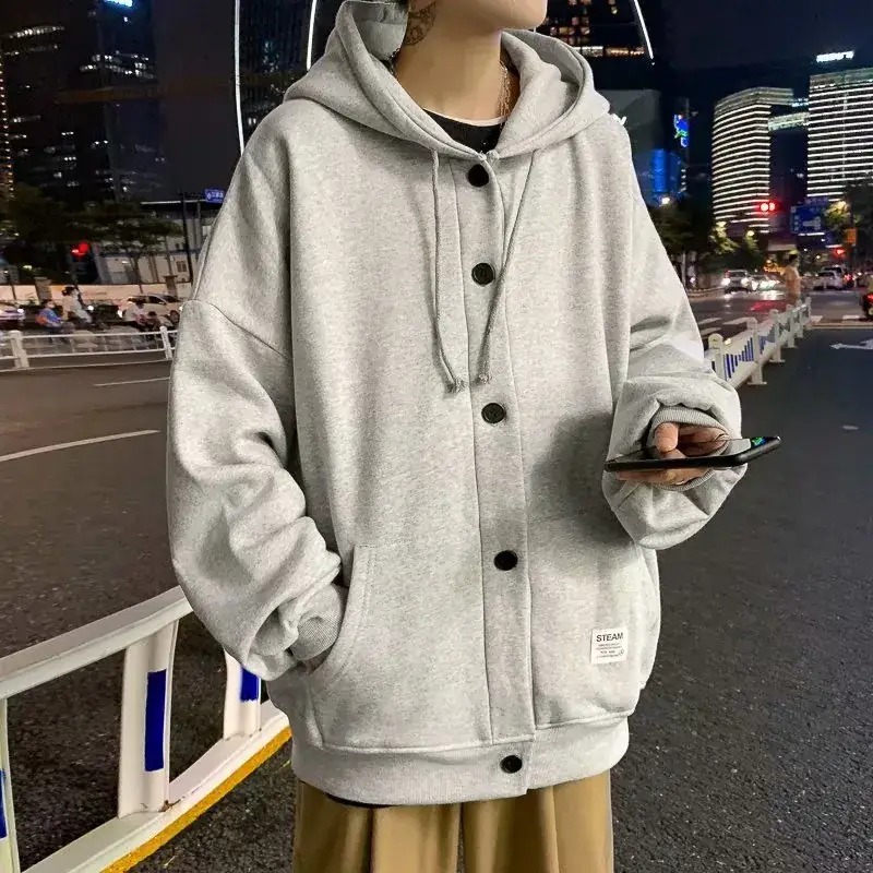 Men's Grey Hooded Sweatshirt Hoodie Winter Vest