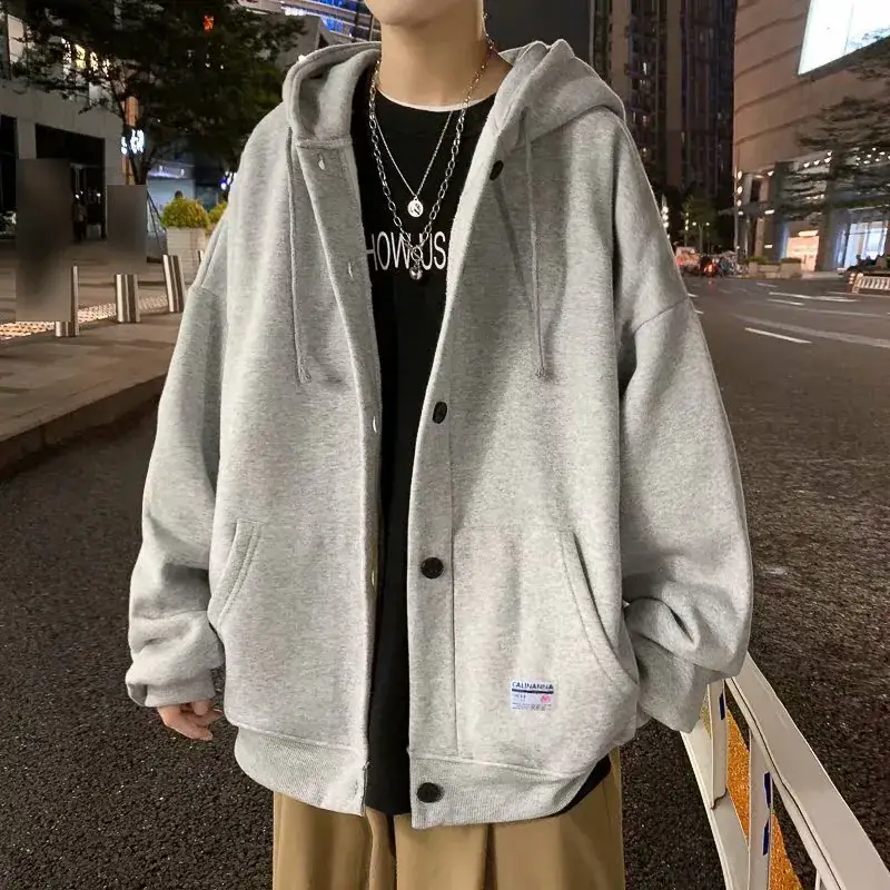 Men's Grey Hooded Sweatshirt Hoodie Winter Vest