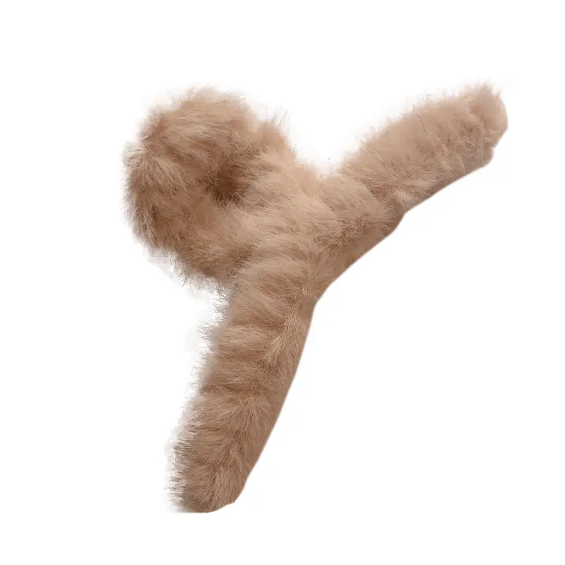Blue Faux Fur Plush Hair Clip for Girls