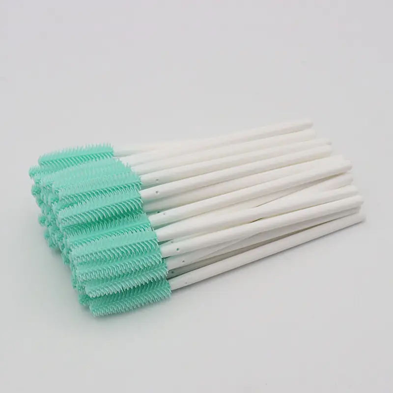 Disposable Silicone Eyelash Brush Set Green White - Image 3
