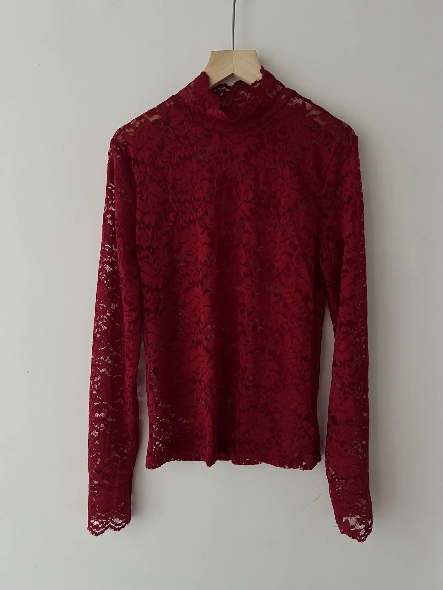 Lace Long Sleeve Turtleneck Top for Women — feature 2