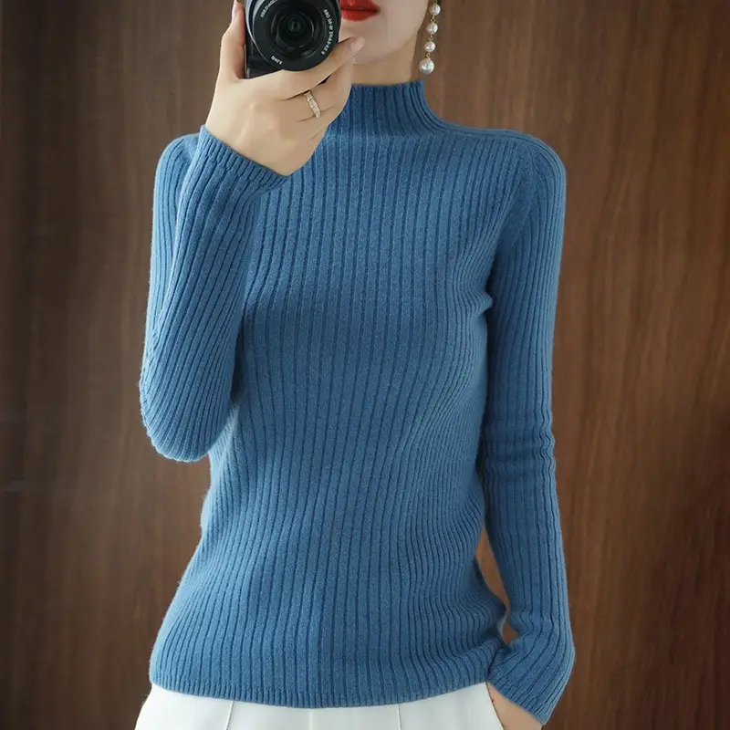Women's Half Turtleneck Sweater Winter Slim Fit Base Shirt - Image 10