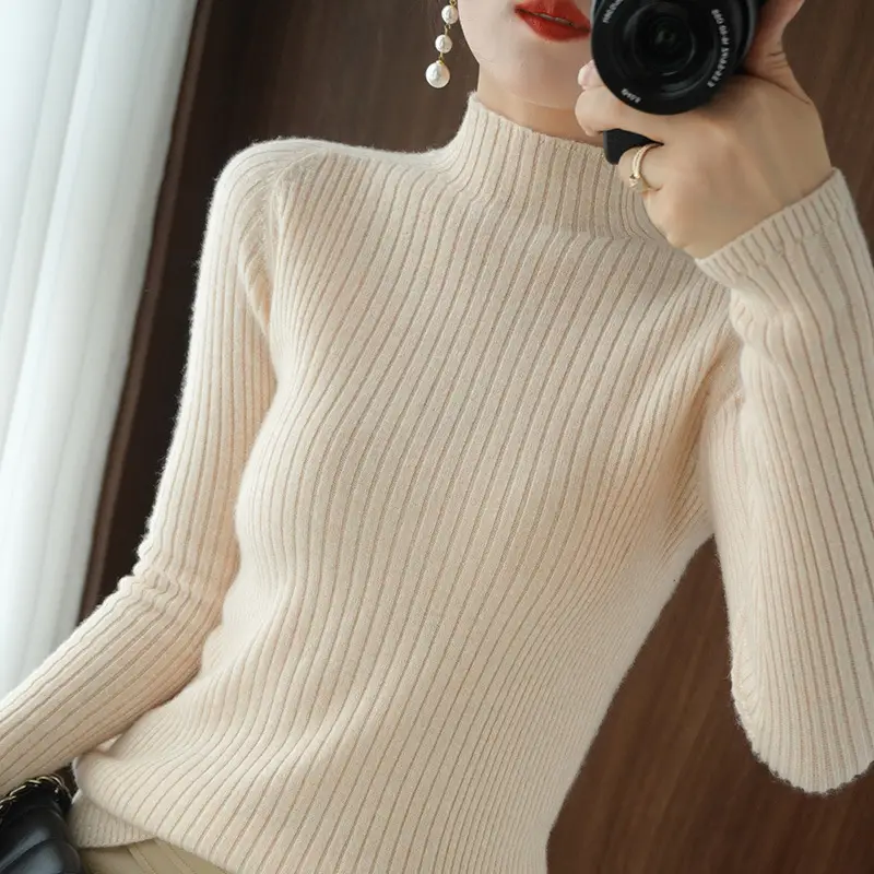 Women's Half Turtleneck Sweater Winter Slim Fit Base Shirt - Image 7