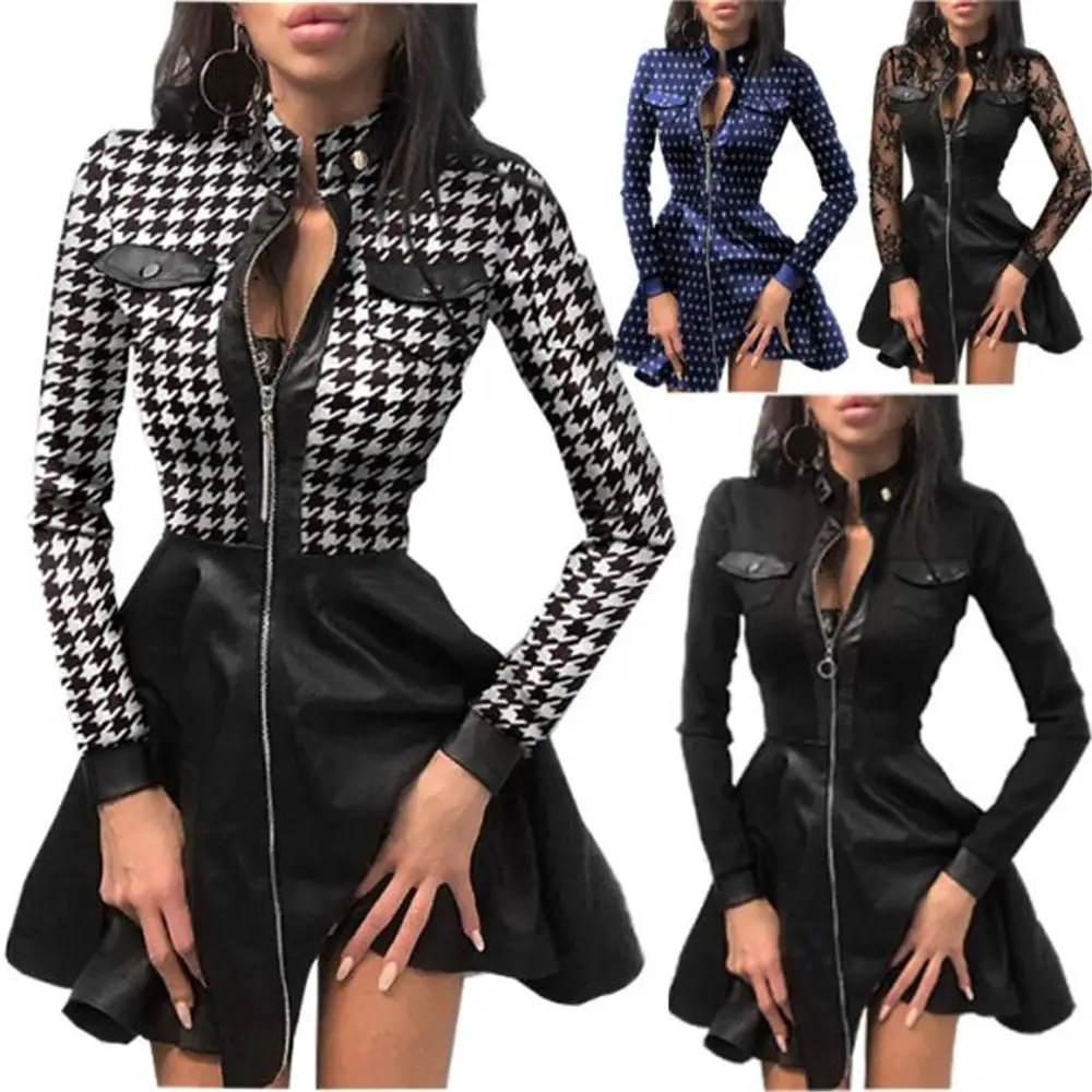 Women's Maroon Lace Zipper Flared Dress - Image 5