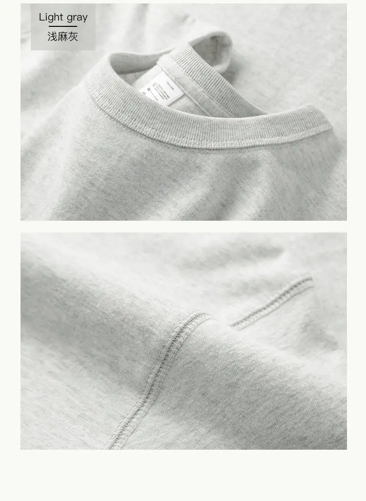 Men's Grey Long Sleeve Cotton T-Shirt 320g — feature 24