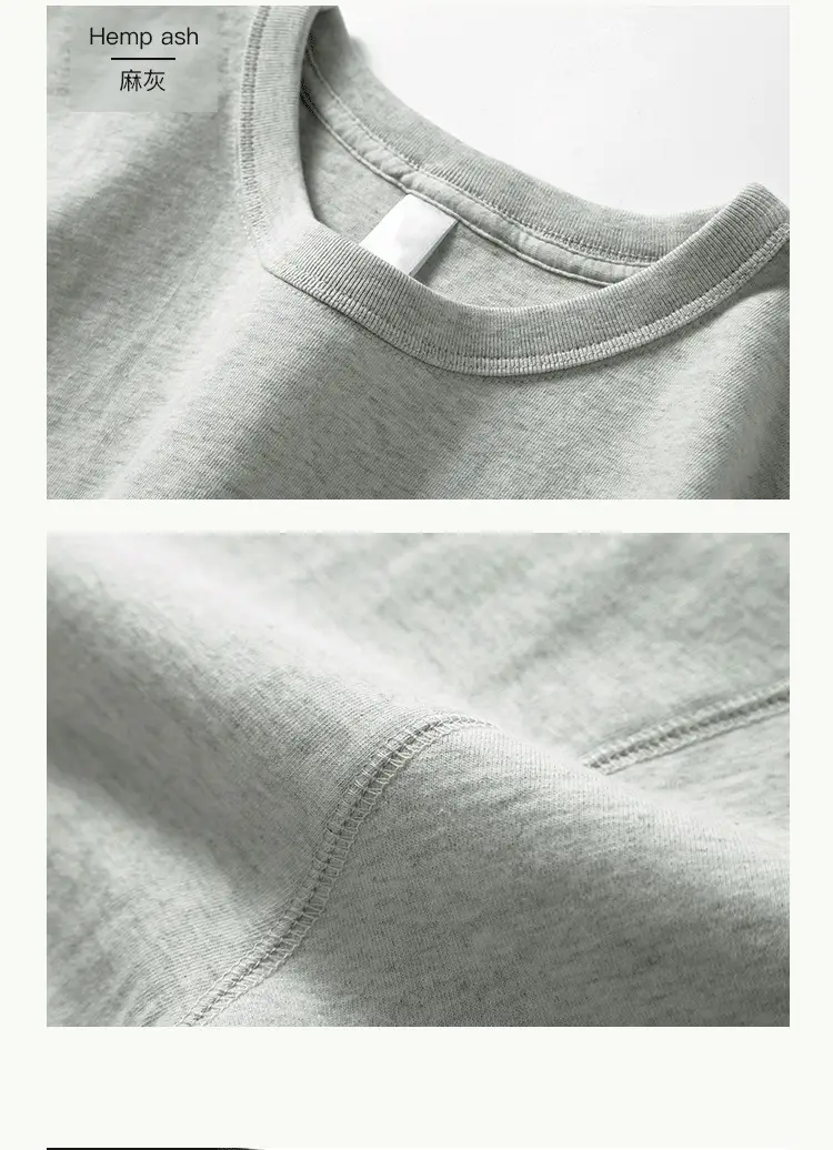 Men's Grey Long Sleeve Cotton T-Shirt 320g — feature 30