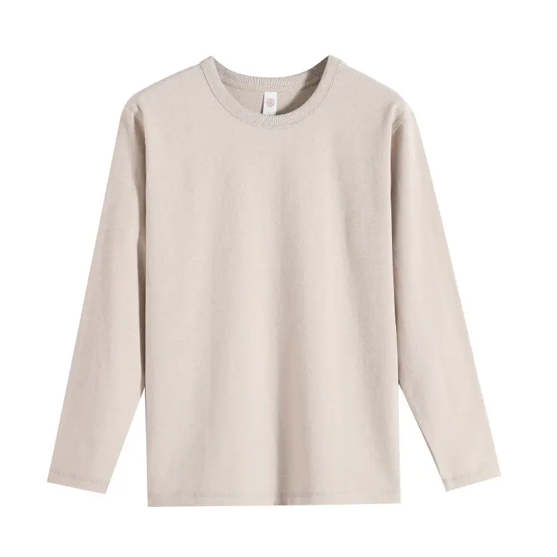 Men's Grey Long Sleeve Cotton T-Shirt 320g