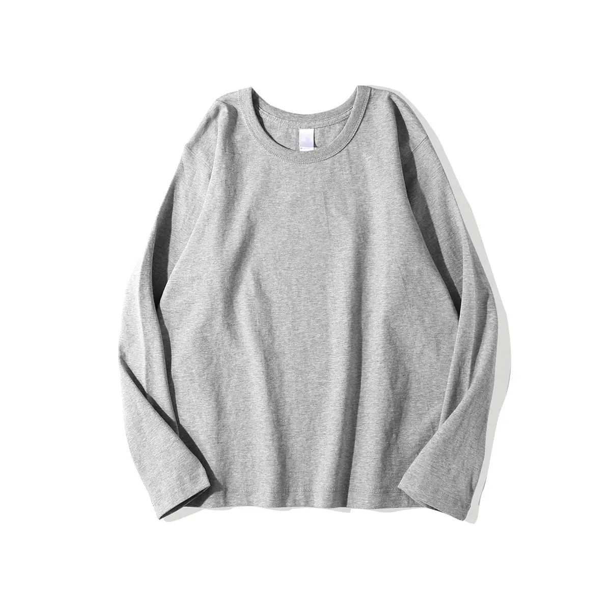 Men's Grey Long Sleeve Cotton T-Shirt 320g