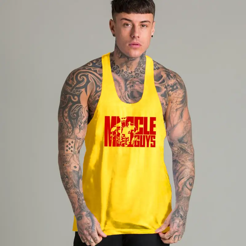 Men's White Muscle Stripes Sleeveless Vest - Image 2