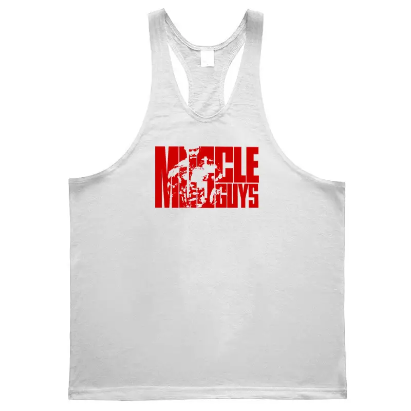 Men's White Muscle Stripes Sleeveless Vest - Image 9