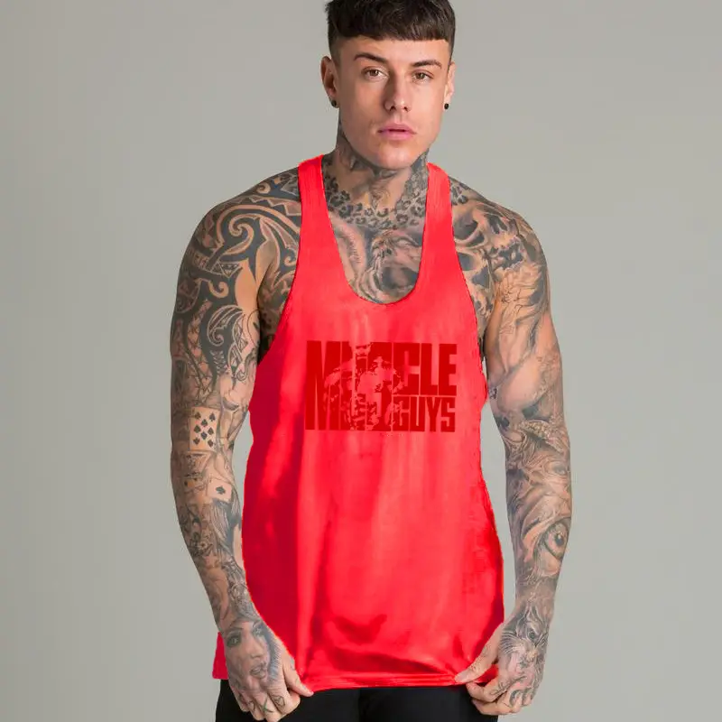 Men's White Muscle Stripes Sleeveless Vest - Image 3