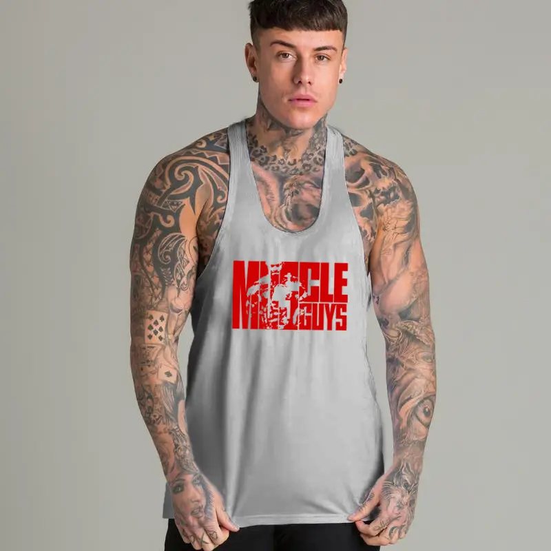 Men's White Muscle Stripes Sleeveless Vest - Image 4