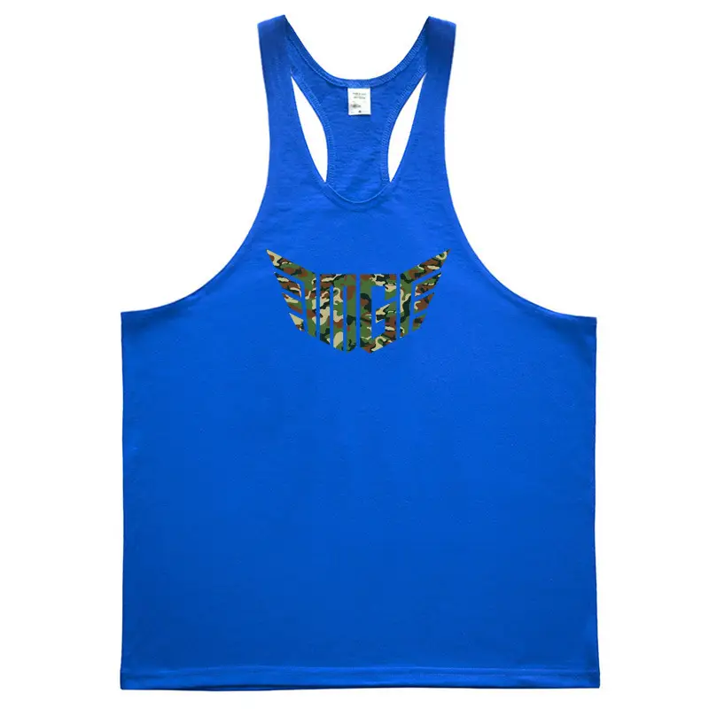 MG Men's Blue Muscle Vest I-Back Gym Wear - Image 8