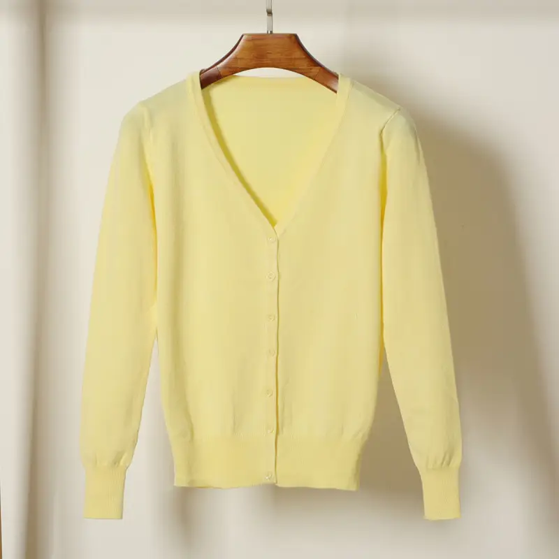 Women Blue Long Sleeve Knitted Cardigan Large - Image 10