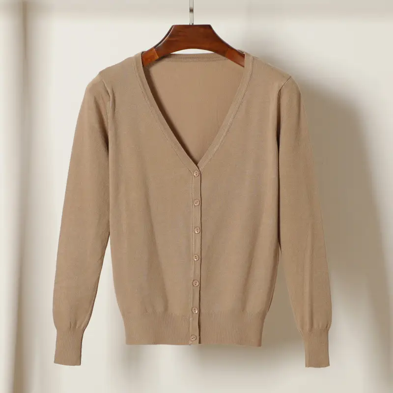 Women Blue Long Sleeve Knitted Cardigan Large - Image 12