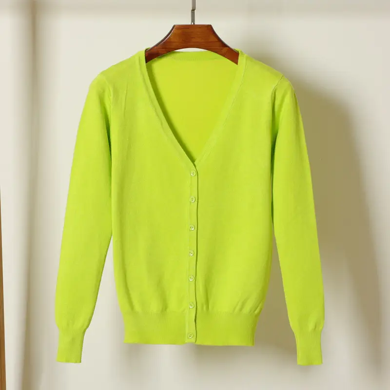 Women Blue Long Sleeve Knitted Cardigan Large - Image 13