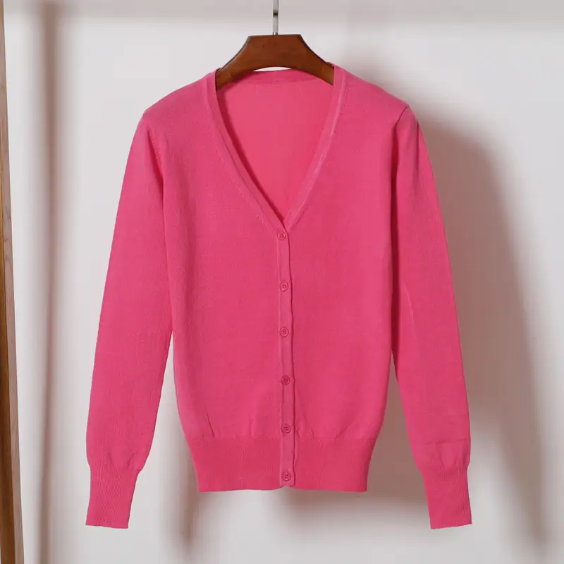 Women Blue Long Sleeve Knitted Cardigan Large - Image 16