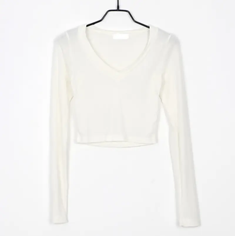 Women V-Neck Long Sleeve Light Blue Top with Black Skirt - Image 2