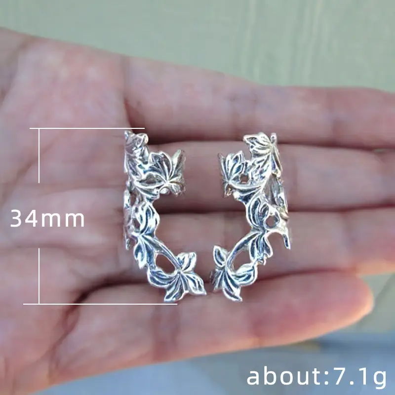 Vintage Hollow Copper Leaf Earrings for Women - Image 4