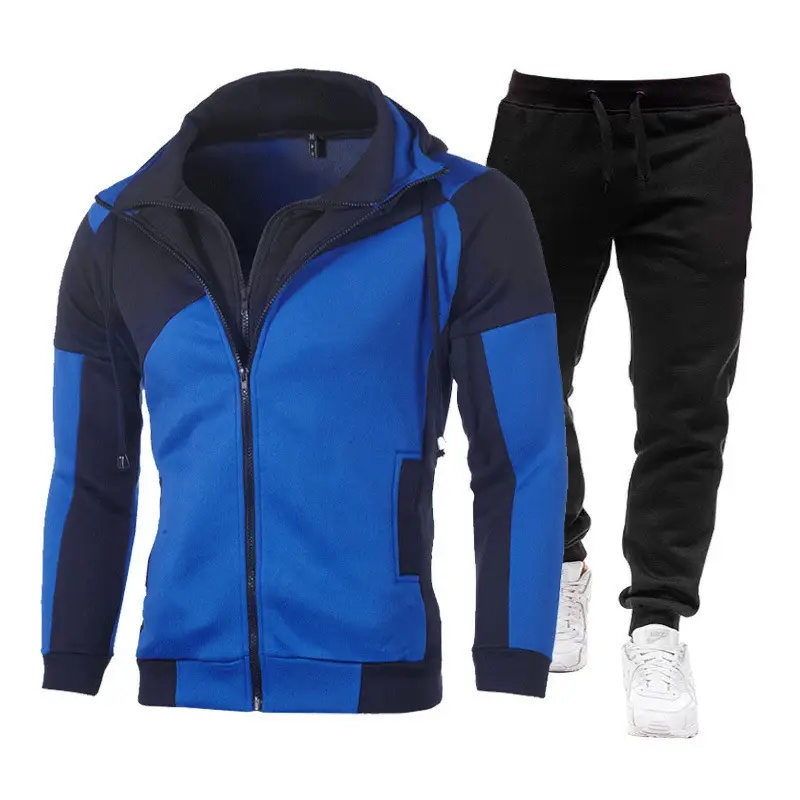 Men Red Black Hooded Track Suit with Pants - Image 11