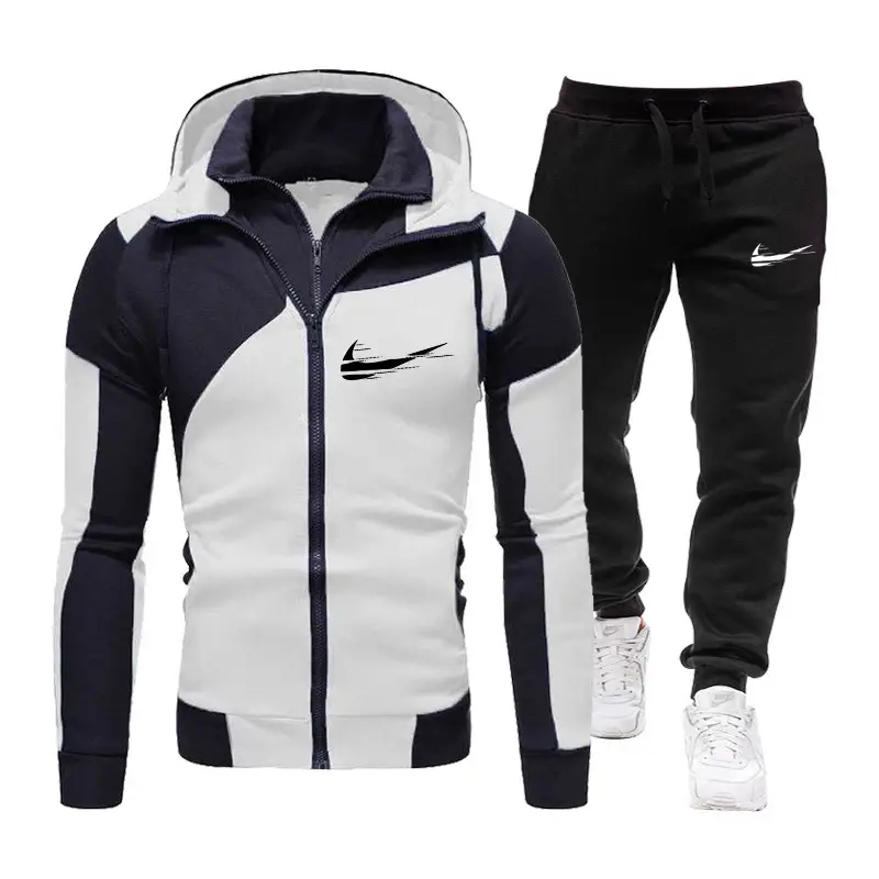 Men Red Black Hooded Track Suit with Pants - Image 4